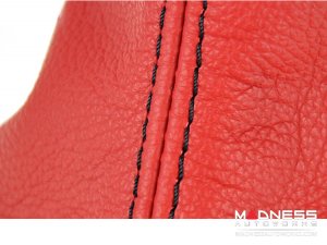 FIAT 500 Gear Shift Boot - Black italy - Red Leather w/ Black Stitching + MADNESS Logo